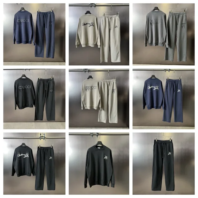 Gucci Tracksuits Crewneck sweatshirt and drawstring straight-leg pants set with logo print product detail image 1