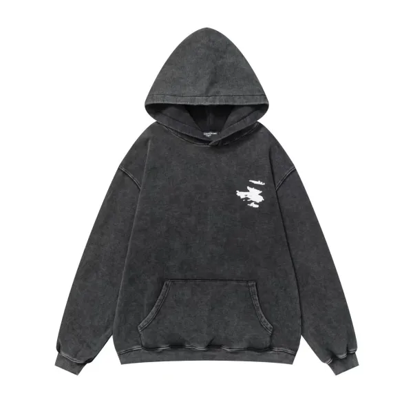 Design Erd Hoodie Washed Black Oversized Pullover Hoodie - 15