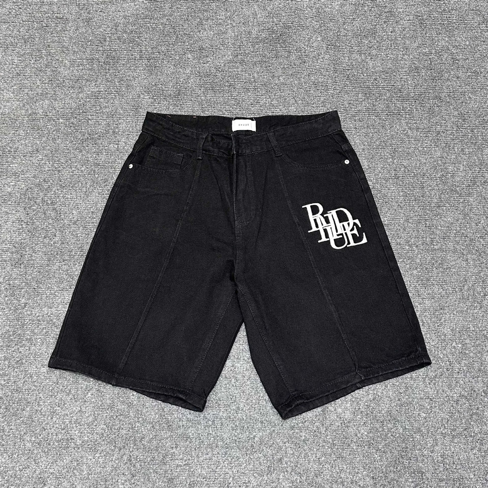 Design Cargo Shorts with Rhinestone Floral Embellishment Denim Shorts - 11