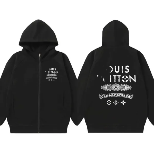 Louis Vuitton x Chrome Hearts Black Zip-Up Hoodie - 1