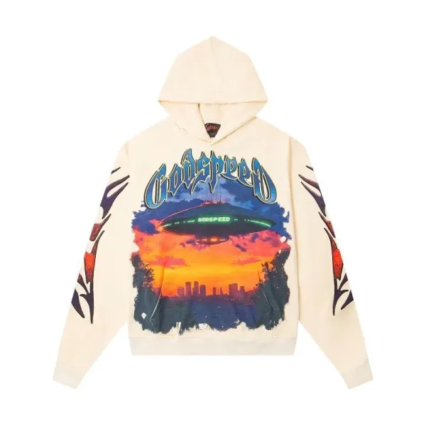 Godspeed UFO Graphic Hoodie Beige - 1
