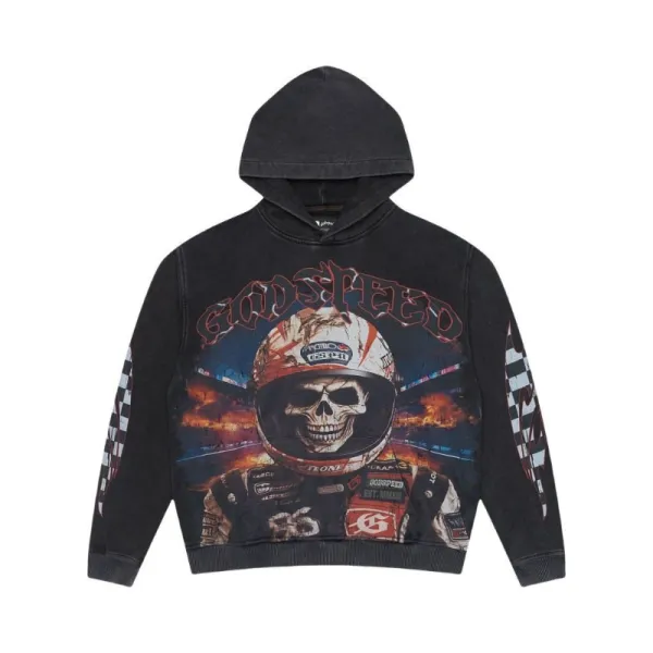 Godspeed Skull Racer Hoodie Black - 1