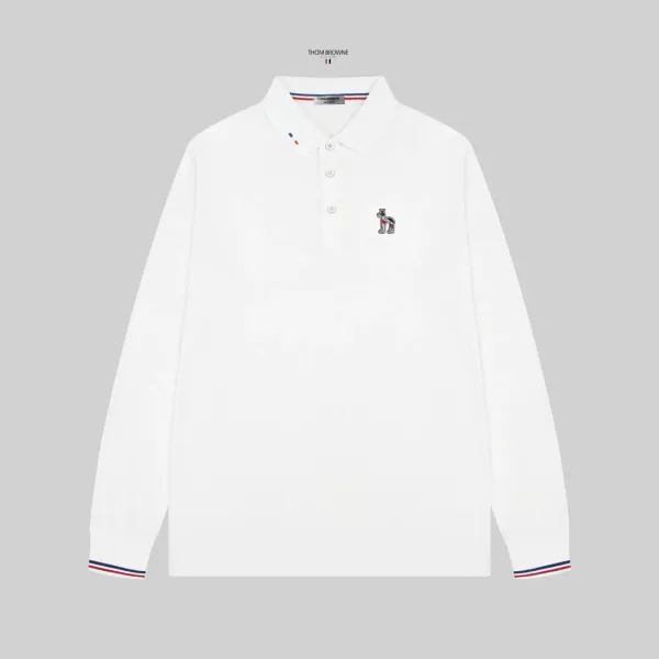 Thom Browne Classic Long Sleeve Polo White Tops Polo - 1