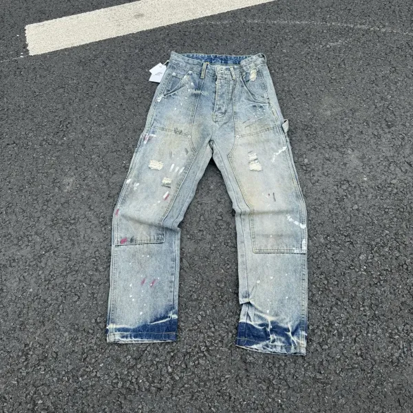 Design Paint-Splatter Contrast-Panel Black Jeans - 14
