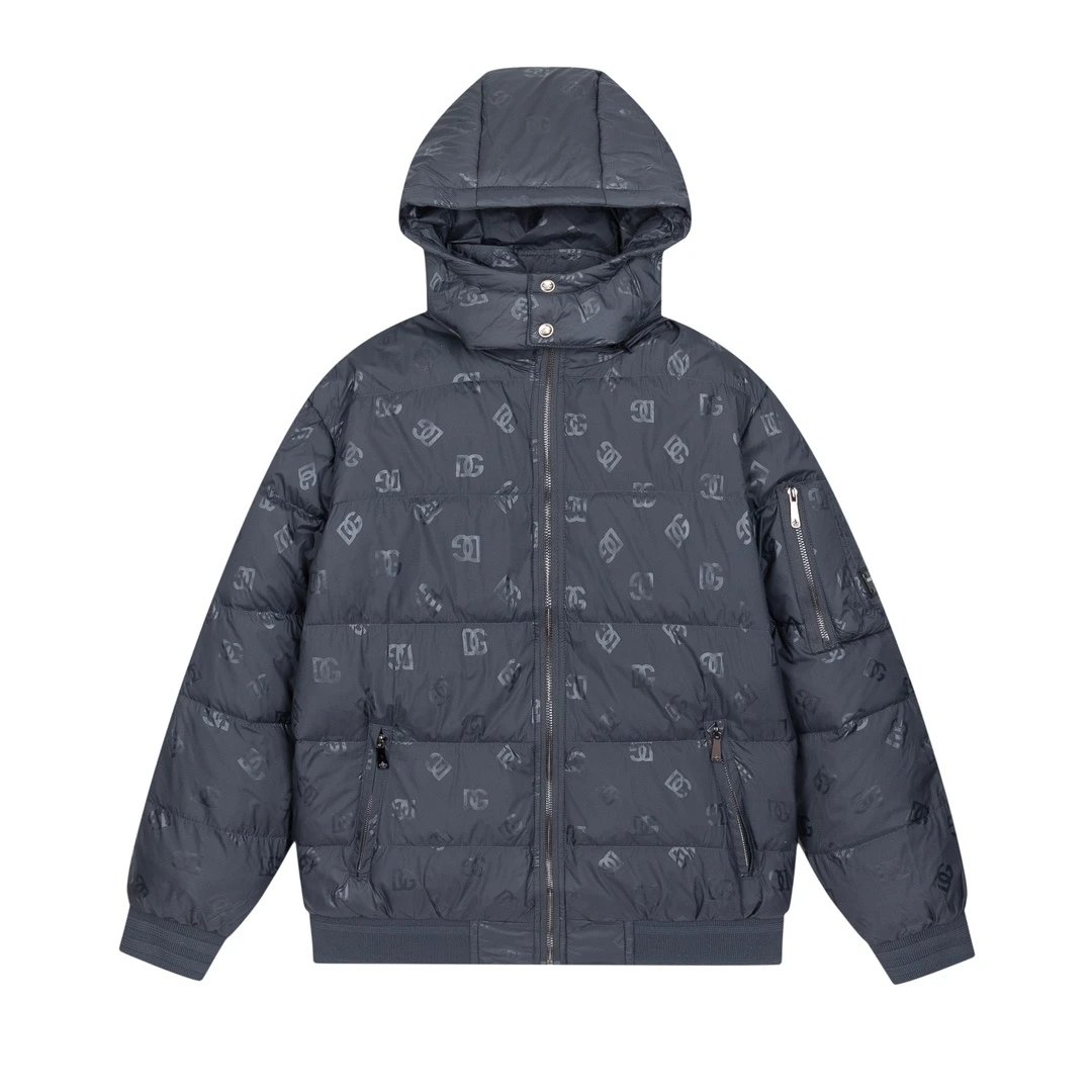 Dior CD Monogram All-Over Print Puffer Jacket in Dark Gray Down Jacket - 16