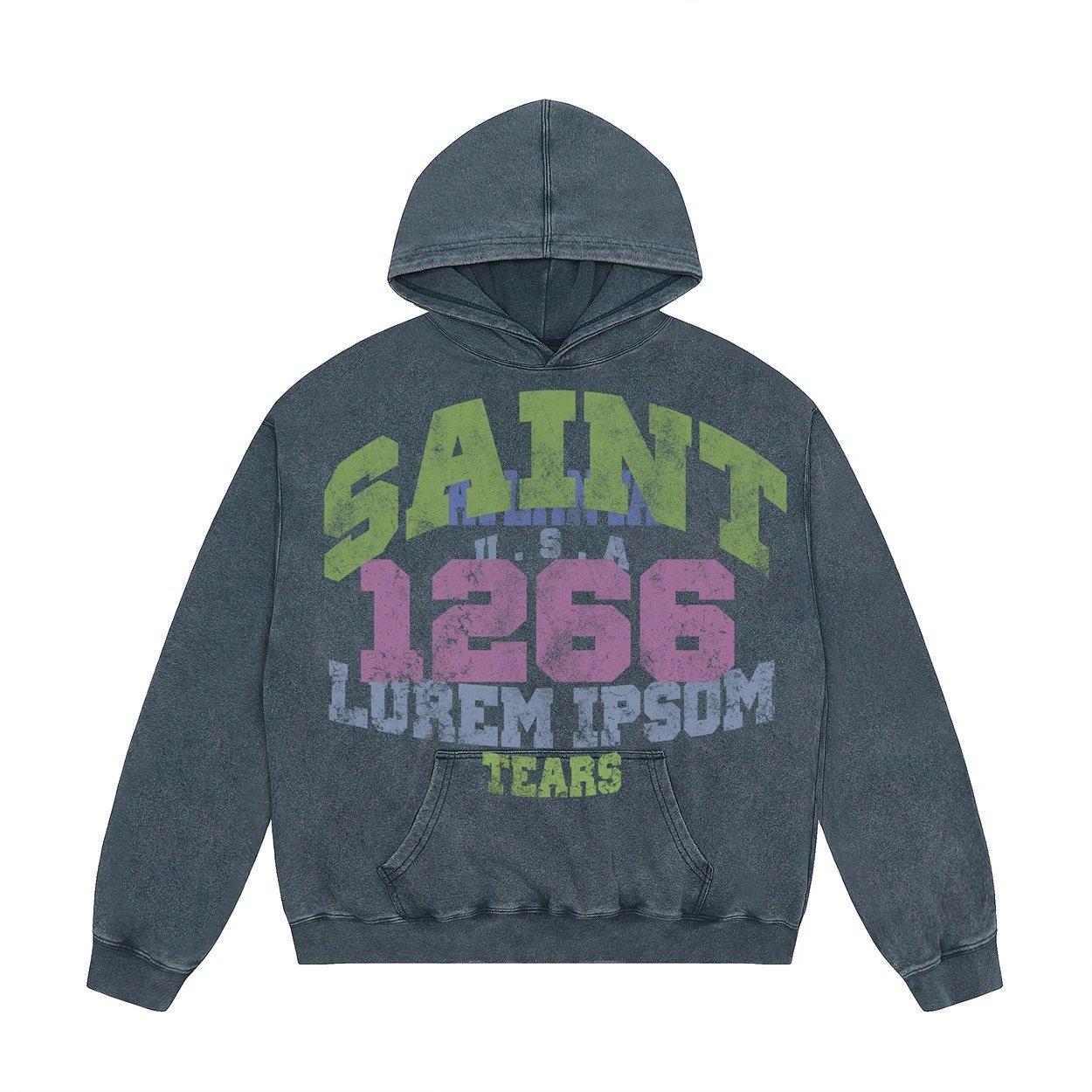Saint Tears Saint Tears Hoodie Gray Washed - 8