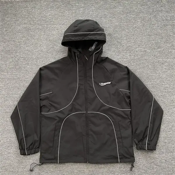 Trapstar Logo Print Windbreaker Jacket in Gray and Sage Green - 10