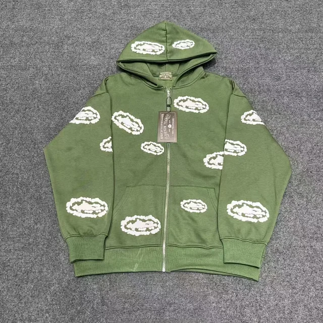 Denim Tears Hoodies & Sweatshirts Zip-Up Hooded Cotton-Wreath Print product detail image 4