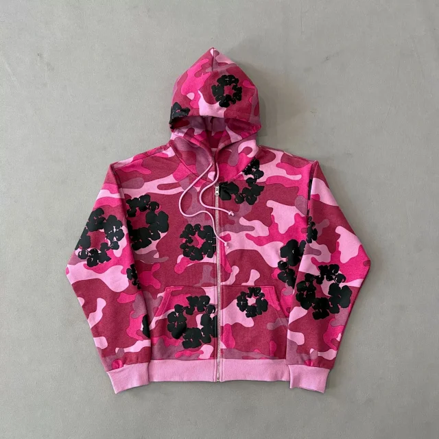 Denim Tears Hoodies & Sweatshirts Zip-Up Hooded Cotton-Wreath Print product detail image 9