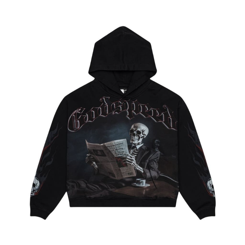 Godspeed Statue of Liberty Graphic Zip-Up Hoodie Black - 5