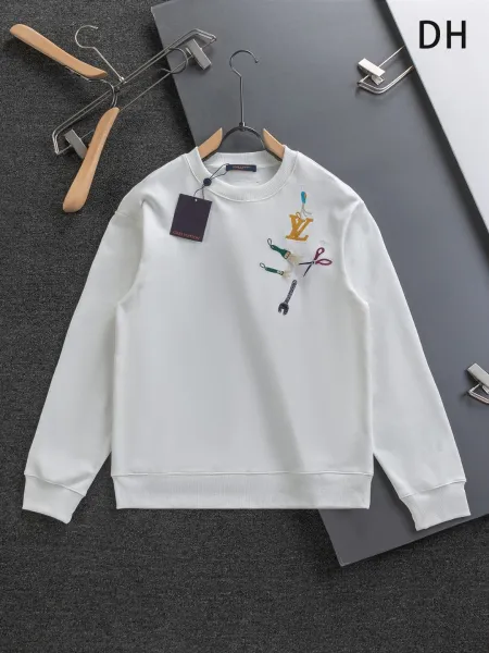 Loewe Anagram Fringe Embroidered White Sweatshirt Sweater - 16