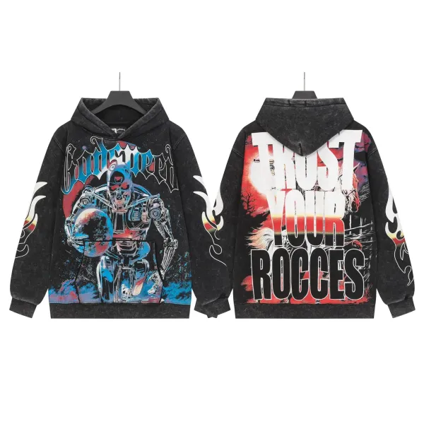 Godspeed Terminator Graphic Washed Black Hoodie - 1