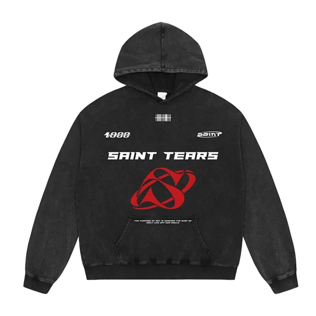 Unbranded Hoodies & Sweatshirts Washed Graphic Pullover Hoodie with Kangaroo Pocket product detail image 13