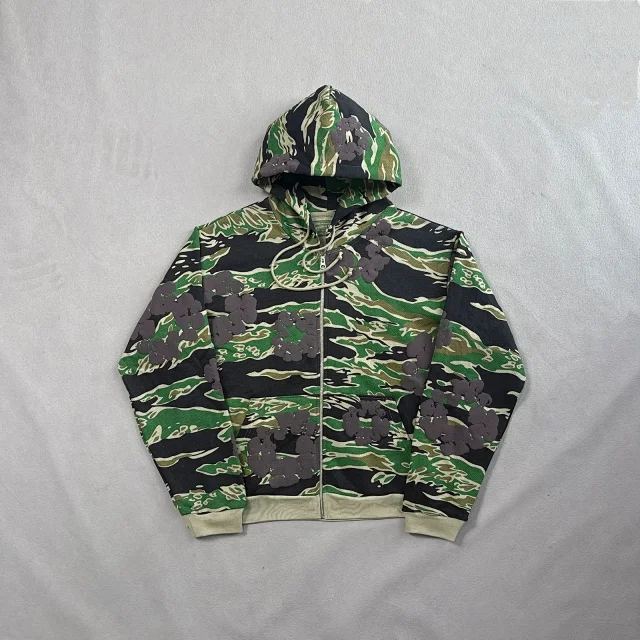 Denim Tears Hoodies & Sweatshirts Zip-Up Hooded Cotton-Wreath Print product detail image 11