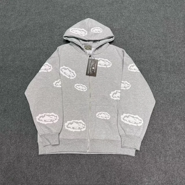 Denim Tears Hoodies & Sweatshirts Zip-Up Hooded Cotton-Wreath Print product detail image 3