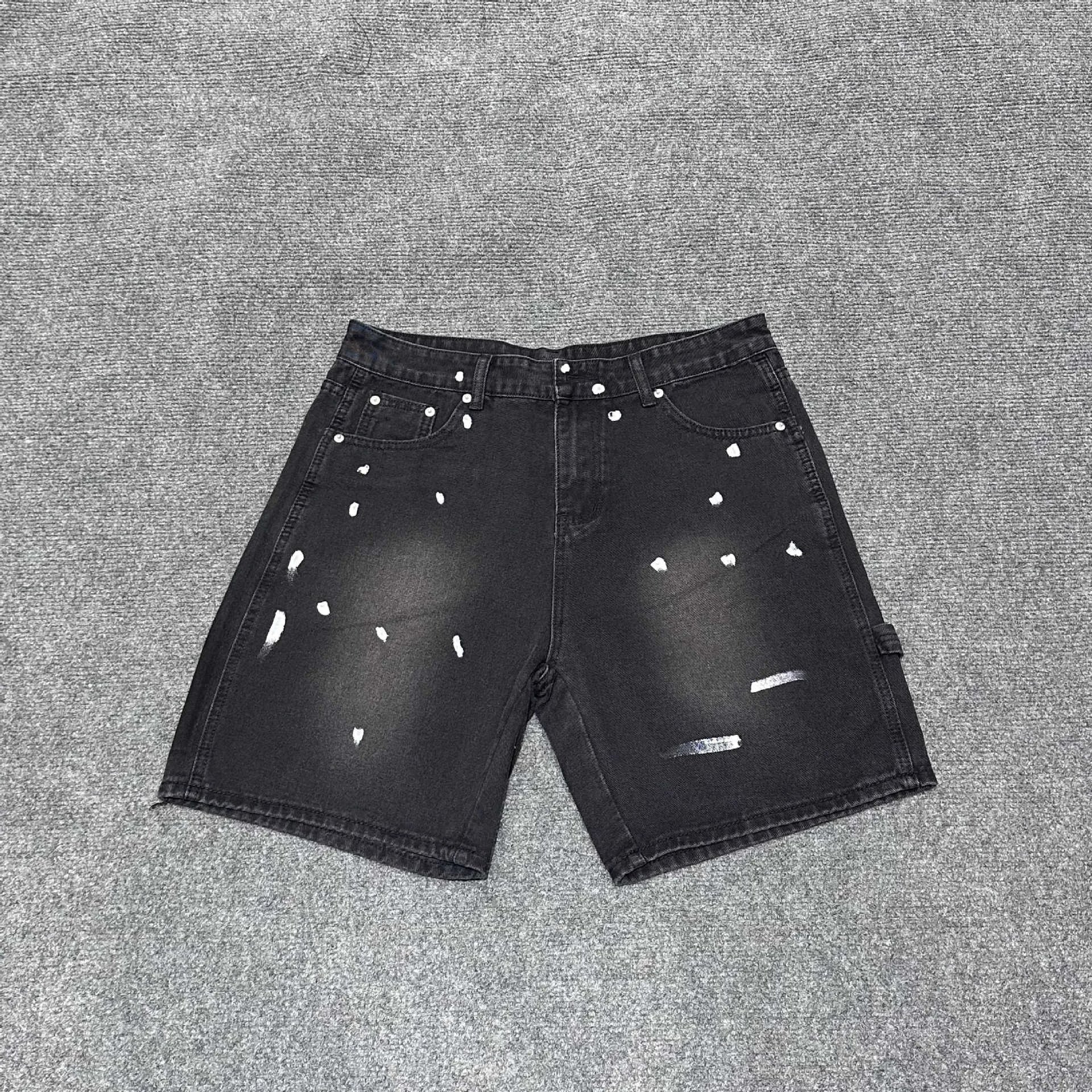 Design Cargo Shorts with Rhinestone Floral Embellishment Denim Shorts - 10