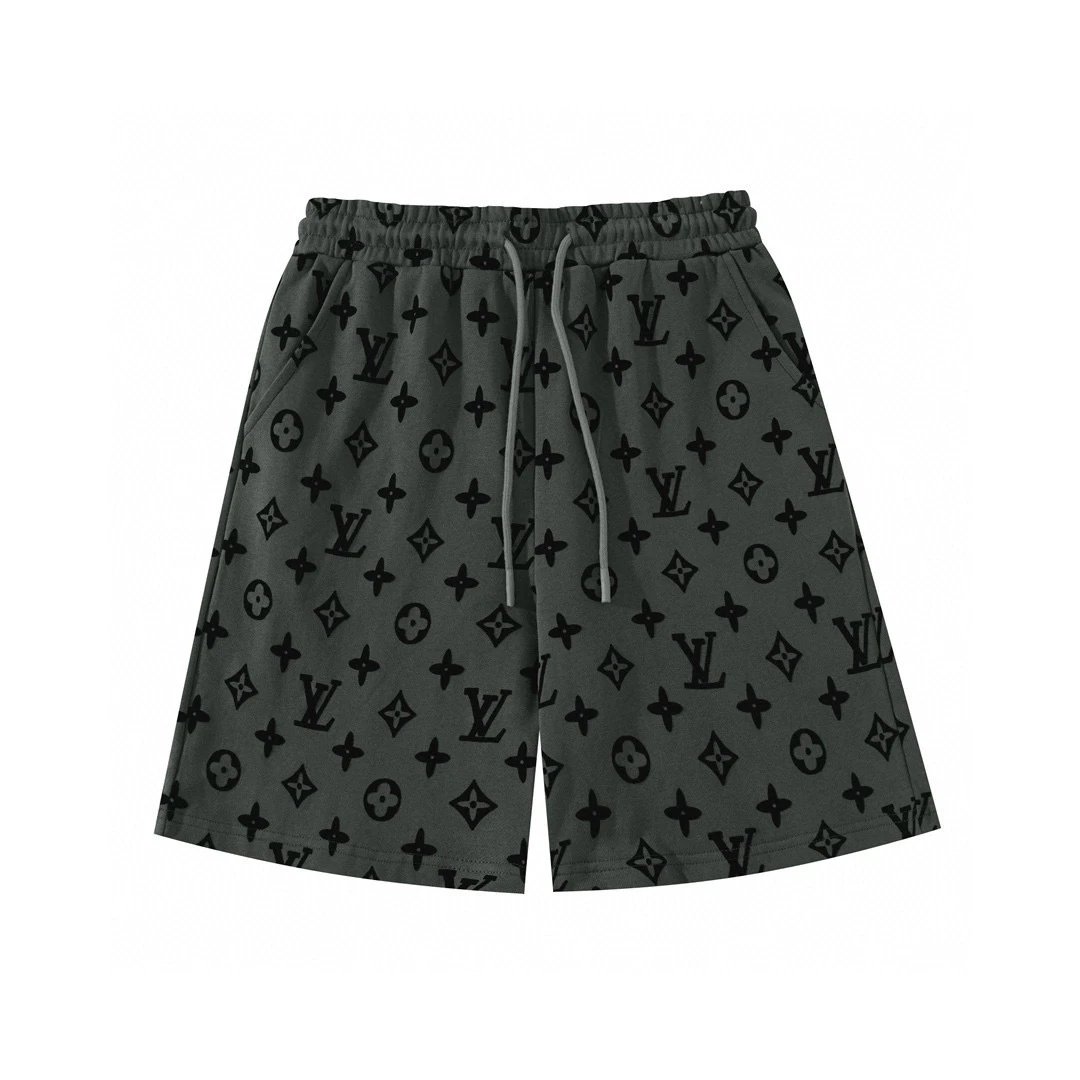 Louis Vuitton Monogram Print Drawstring Shorts Gray - 17