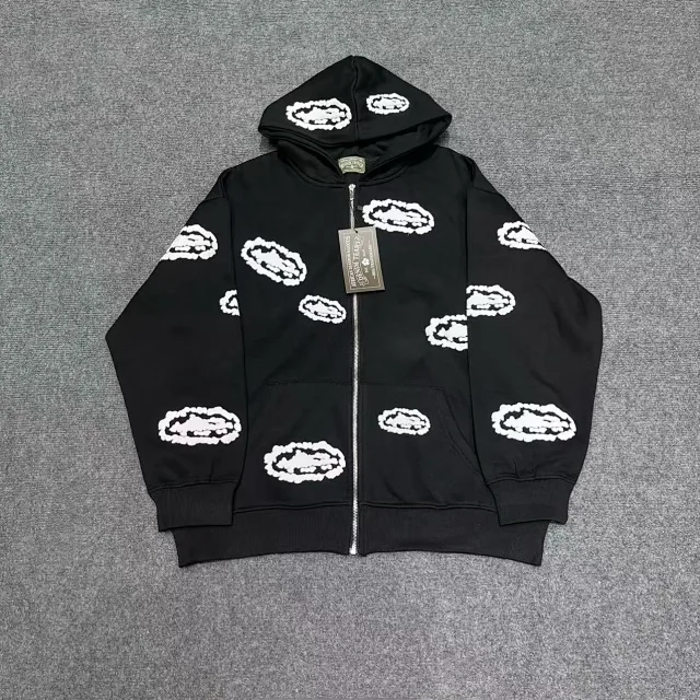 Denim Tears Hoodies & Sweatshirts Zip-Up Hooded Cotton-Wreath Print product detail image 2