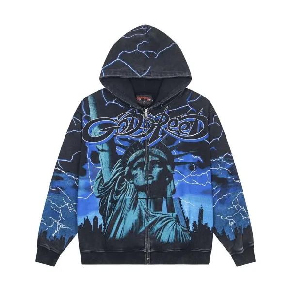 Godspeed Statue of Liberty Lightning Hoodie Multicolor - 1