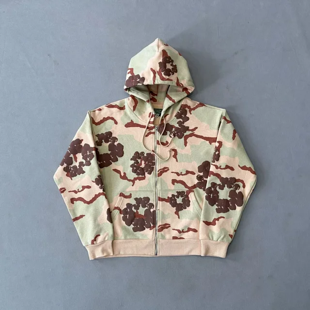 Denim Tears Hoodies & Sweatshirts Zip-Up Hooded Cotton-Wreath Print product detail image 10