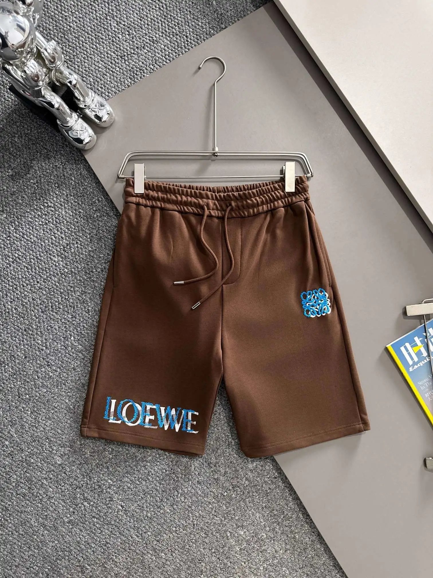 Loewe Anagram Embroidered Brown Sweatshorts Shorts