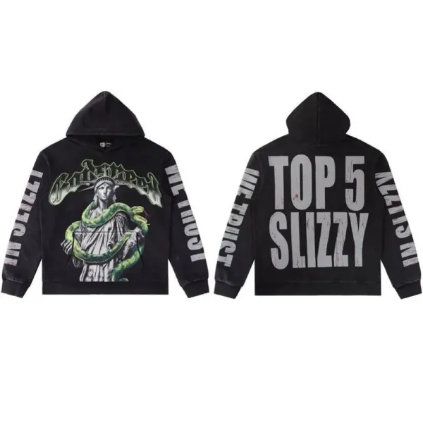 Design Slizzy Top 5 Statue of Liberty Hoodie Black Hoodie - 1