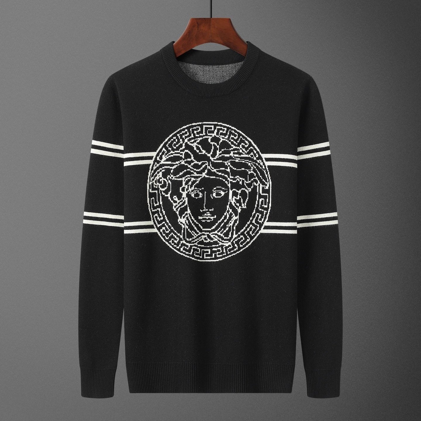 Prada Milano Logo Knit Sweater Navy with Orange Trim - 14