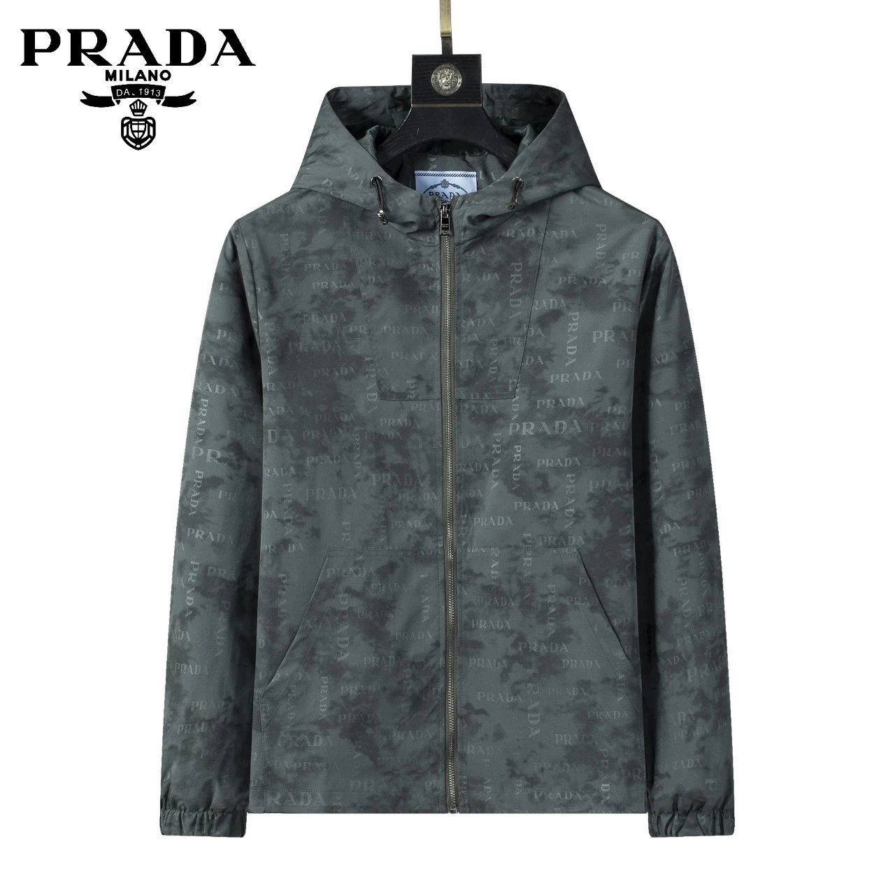 Dior Oblique Print Hooded Windbreaker Jacket in Navy and White Outerwear - 10