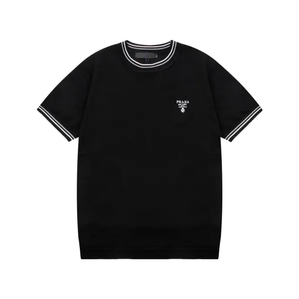 Prada Logo Knit T-Shirt Black - 6
