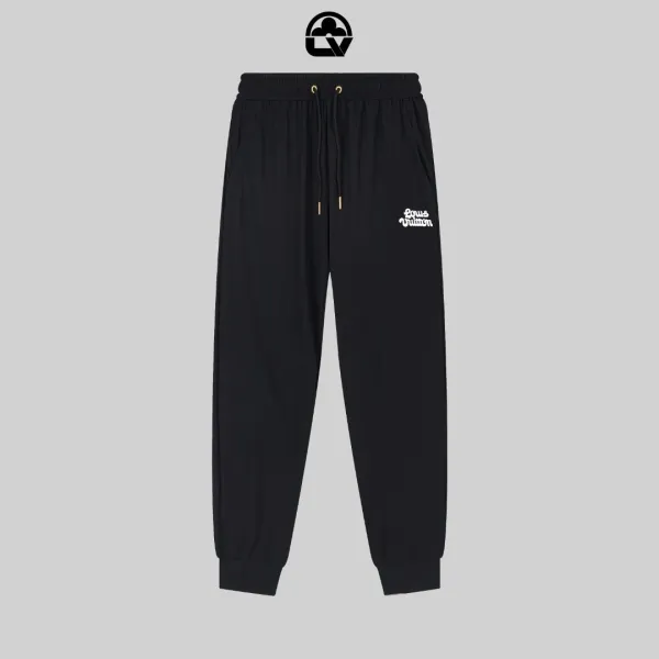 Louis Vuitton Script Logo Ribbed Joggers Black Sweatpants - 1