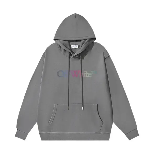 Off-White Diagonal Quote Hoodie Gray - 1