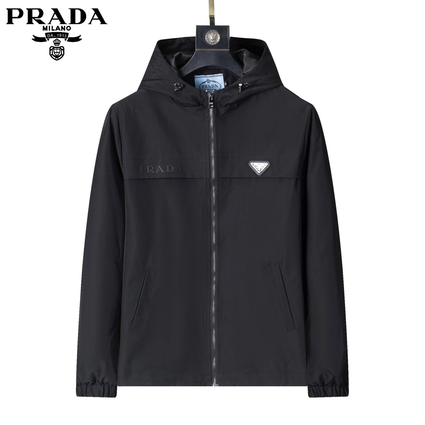 Dior Oblique Print Hooded Windbreaker Jacket in Navy and White Outerwear - 17