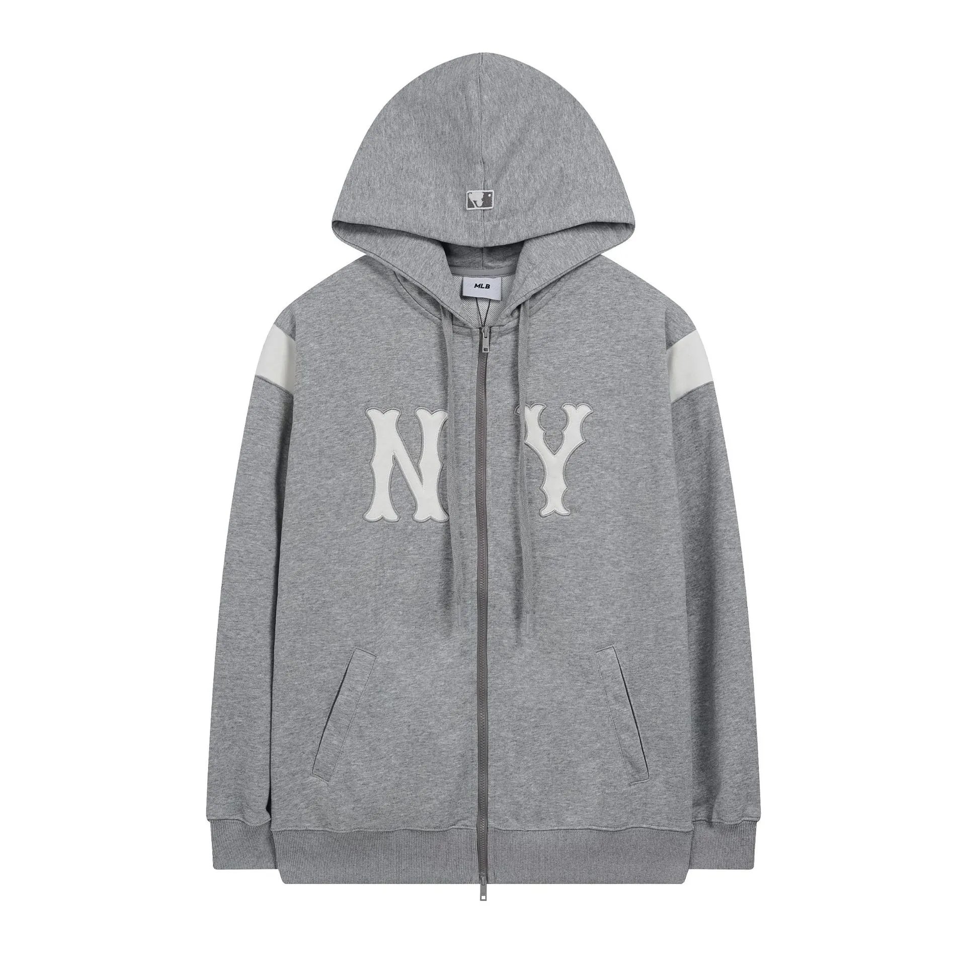 MLB NY Logo Full-Zip Hoodie Gray - 1