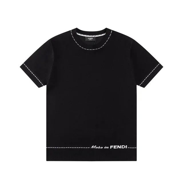 Fendi Knitwear Short-Sleeve Crewneck Knit Sweater product detail image 12