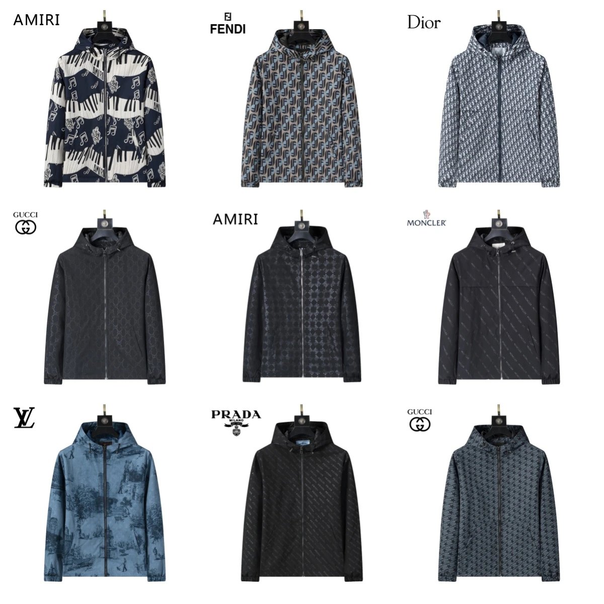 Dior Oblique Print Hooded Windbreaker Jacket in Navy and White Outerwear - 3