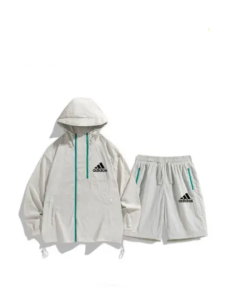 Descente Windbreaker Set Gray with Purple Accents Outerwear Set - 15