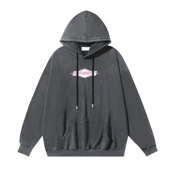 Off-White Diamond Logo Washed Gray Hoodie - 1