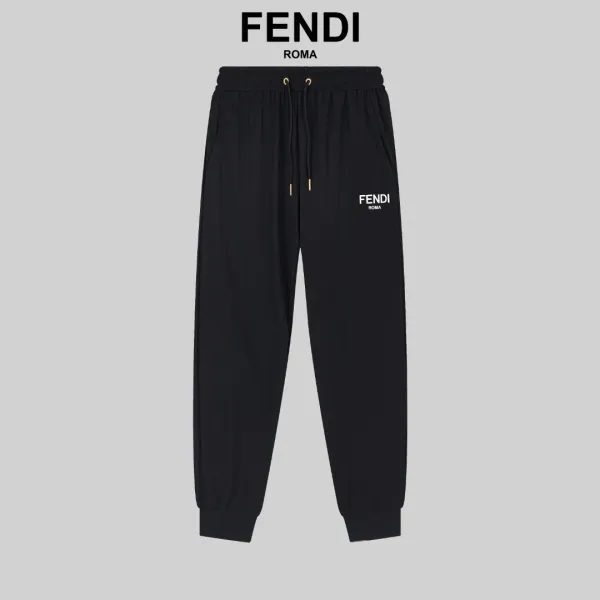 Fendi Roma Logo-Embroidered Black Sweatpants - 1