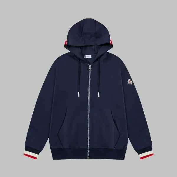 Moncler Hoodie Navy with Red-White Trim - 1