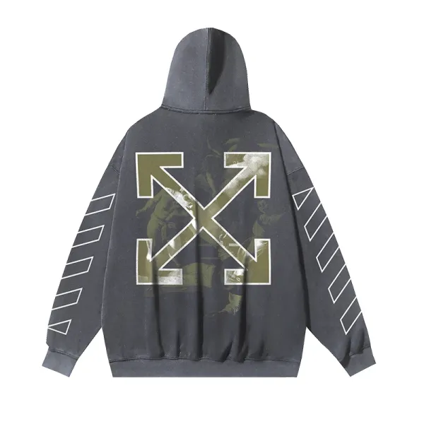 Off-White Arrow Print Oversized Hoodie Gray - 1