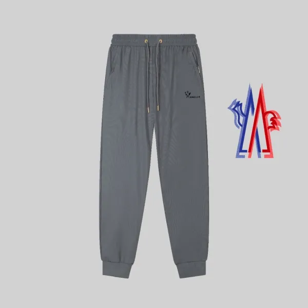 Moncler Logo-Embroidered Gray Sweatpants - 1