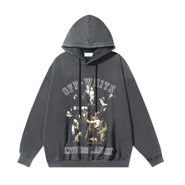 Off-White Virgin Abloh Graphic Hoodie Gray - 1