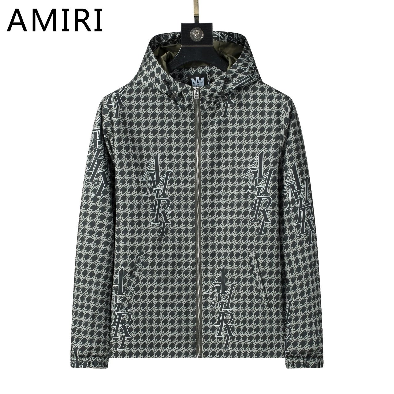 Dior Oblique Print Hooded Windbreaker Jacket in Navy and White Outerwear - 5