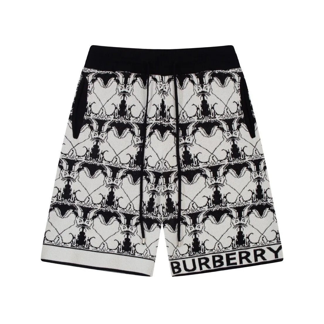 Burberry Shorts Knit Drawstring with Check Side Panels — 02