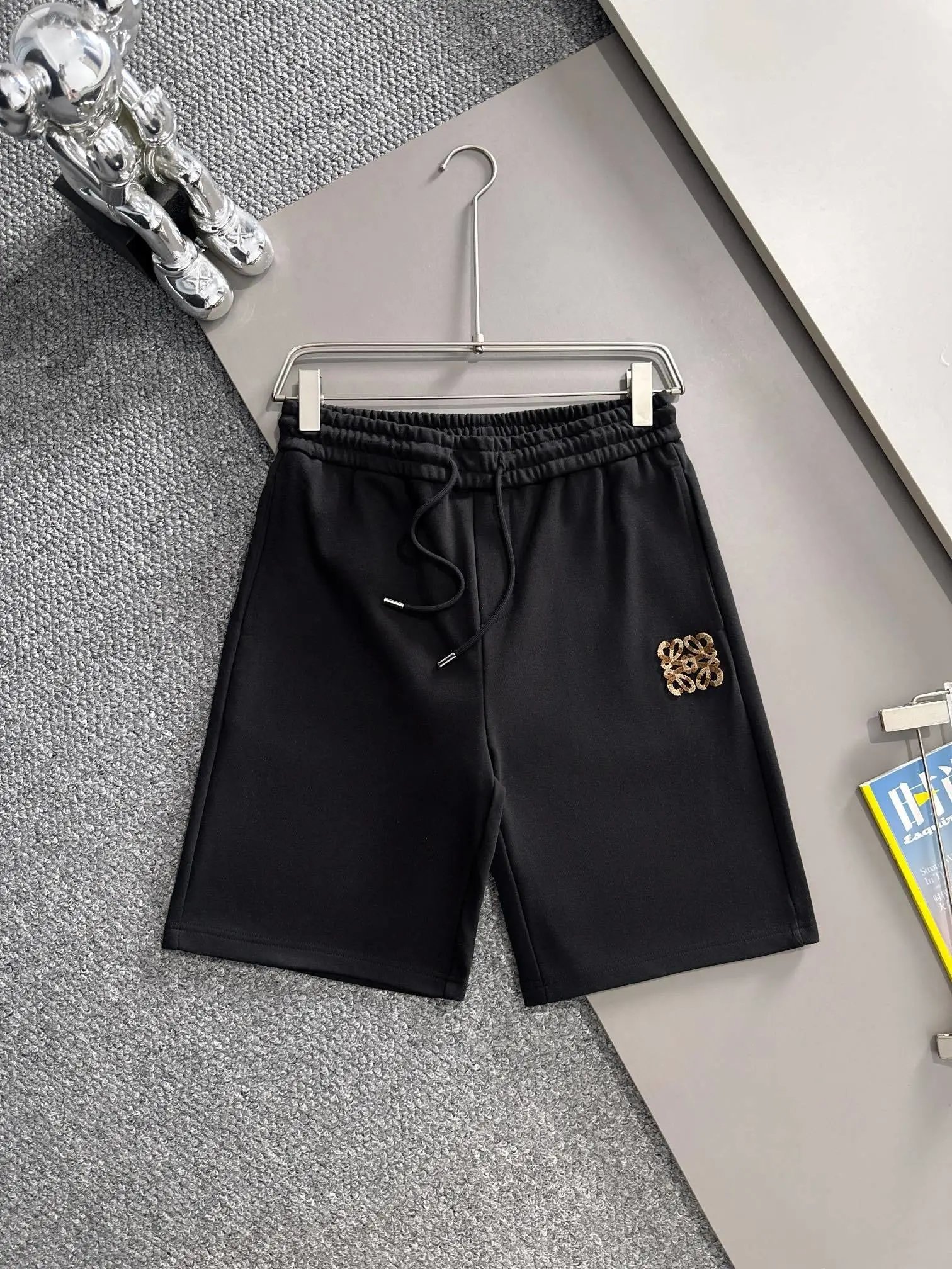 Loewe Anagram Embroidered Black Sweat Shorts