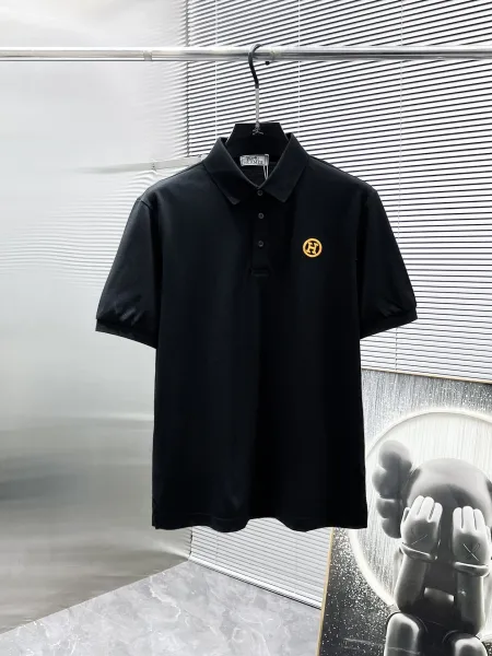 Hermès Logo Embroidered Black Polo Shirt Tops Polo - 1
