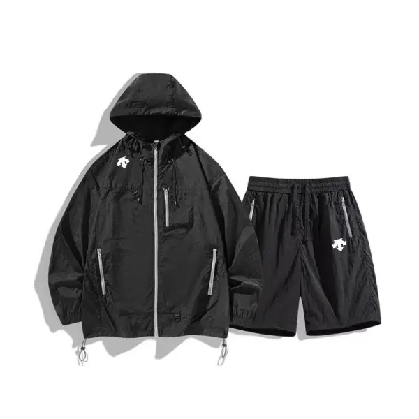 Descente Windbreaker Set Gray with Purple Accents Outerwear Set - 17