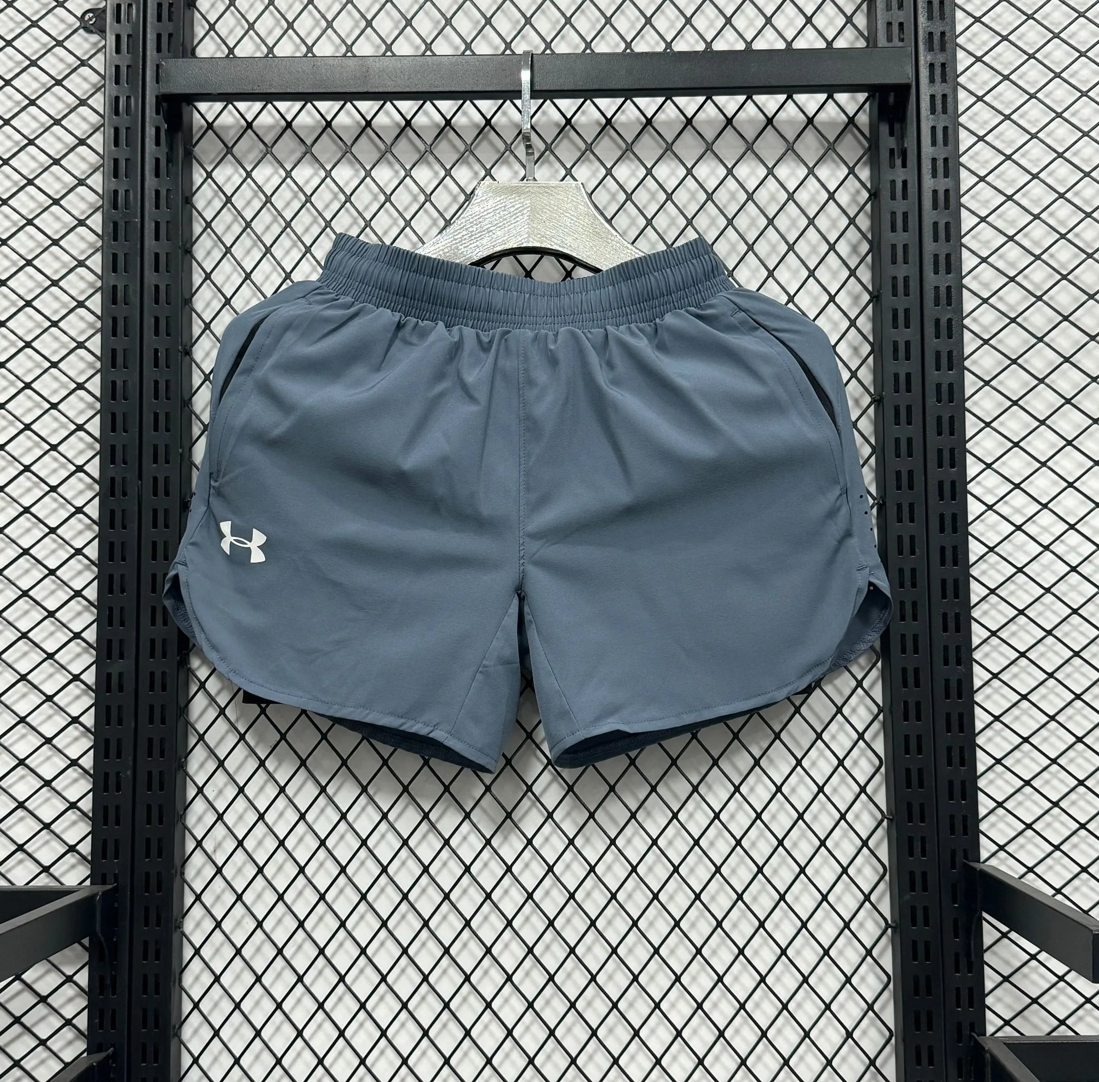 Under Armour Running Shorts Black with Gray Mesh Detail - 14