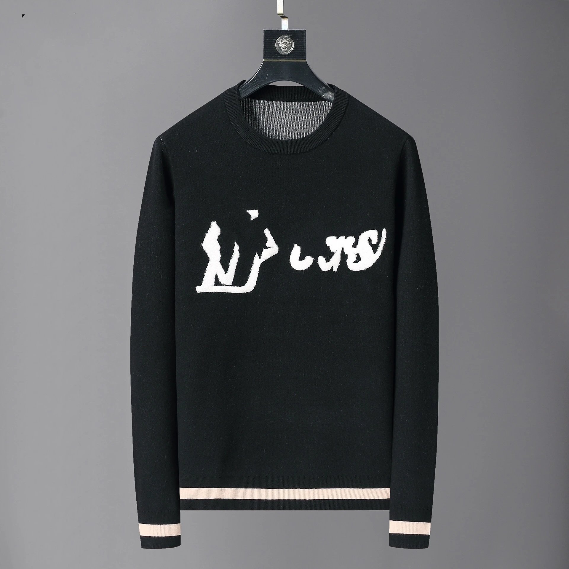 Off-White Knit Sweater Black with White Graphic Logo