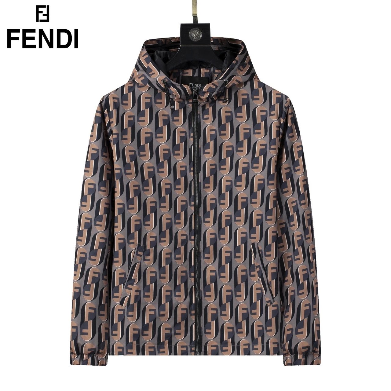 Dior Oblique Print Hooded Windbreaker Jacket in Navy and White Outerwear - 7